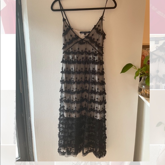 French Connection Tassel Beach Textures Maxi Dress in Black - Picture 3 of 4